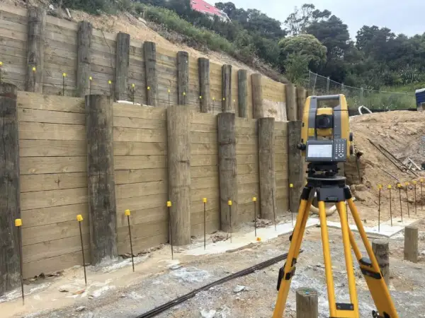 precision surveyed retaining wall